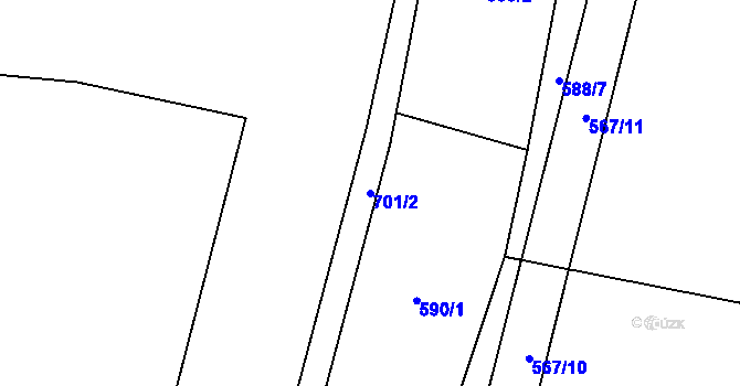 Parcela st. 701/2 v KÚ Všekary, Katastrální mapa