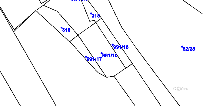 Parcela st. 991/10 v KÚ Všekary, Katastrální mapa