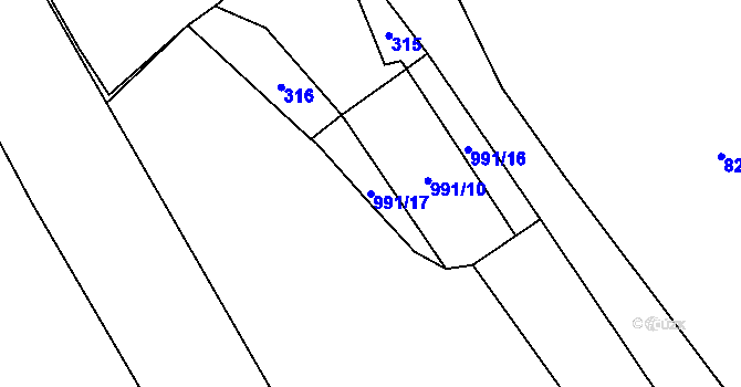 Parcela st. 991/17 v KÚ Všekary, Katastrální mapa