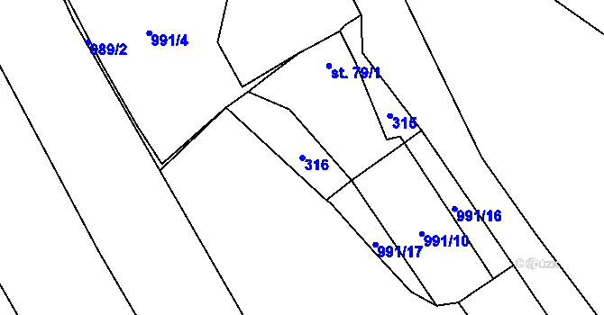 Parcela st. 316 v KÚ Všekary, Katastrální mapa