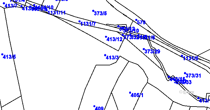 Parcela st. 413/3 v KÚ Všekary, Katastrální mapa