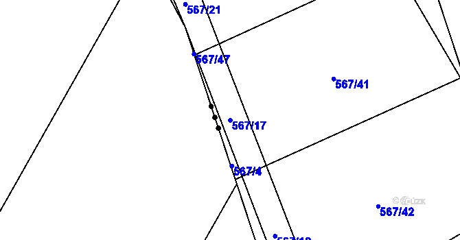 Parcela st. 567/17 v KÚ Všekary, Katastrální mapa