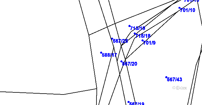 Parcela st. 588/17 v KÚ Všekary, Katastrální mapa