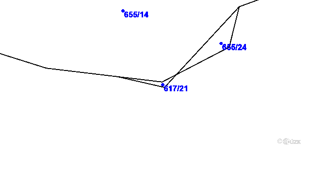 Parcela st. 617/21 v KÚ Všekary, Katastrální mapa