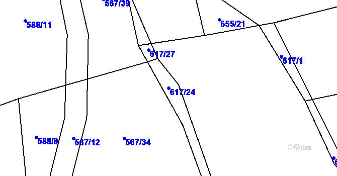Parcela st. 617/24 v KÚ Všekary, Katastrální mapa