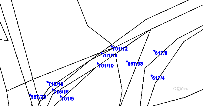 Parcela st. 701/13 v KÚ Všekary, Katastrální mapa