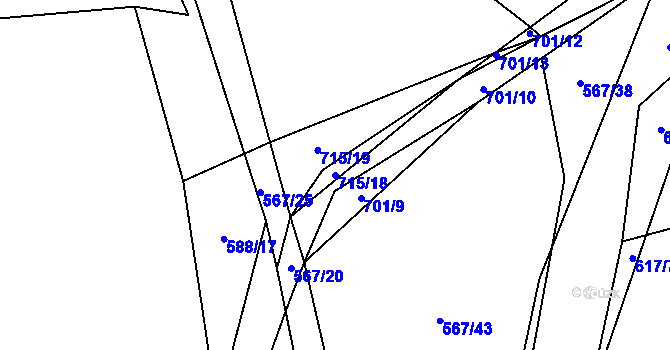 Parcela st. 715/18 v KÚ Všekary, Katastrální mapa