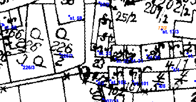 Parcela st. 23 v KÚ Kamenný Most, Katastrální mapa