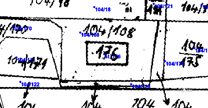 Parcela st. 176 v KÚ Kamenný Most, Katastrální mapa