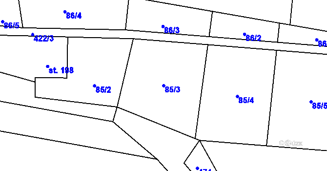Parcela st. 85/3 v KÚ Kamenný Most, Katastrální mapa