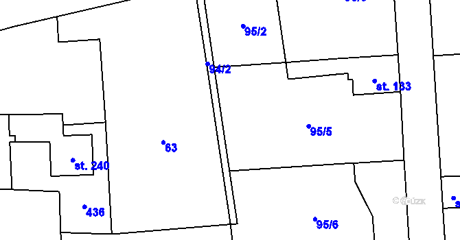 Parcela st. 95/35 v KÚ Kamenný Most, Katastrální mapa