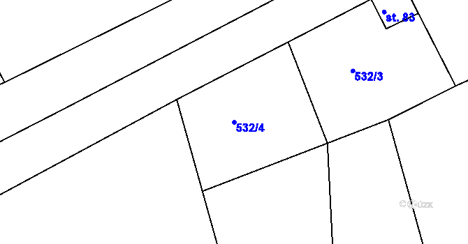 Parcela st. 532/4 v KÚ Kamenný Most, Katastrální mapa