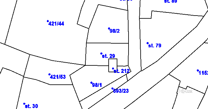 Parcela st. 29 v KÚ Neuměřice, Katastrální mapa
