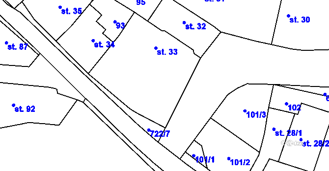 Parcela st. 33 v KÚ Neuměřice, Katastrální mapa