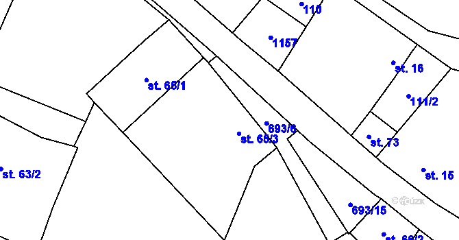 Parcela st. 65/3 v KÚ Neuměřice, Katastrální mapa