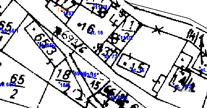 Parcela st. 73 v KÚ Neuměřice, Katastrální mapa