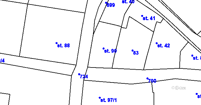 Parcela st. 90 v KÚ Neuměřice, Katastrální mapa