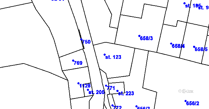 Parcela st. 123 v KÚ Neuměřice, Katastrální mapa