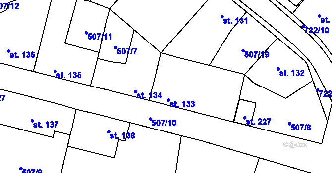 Parcela st. 133 v KÚ Neuměřice, Katastrální mapa