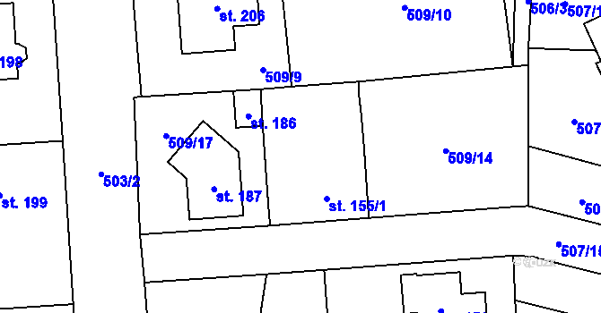 Parcela st. 155/1 v KÚ Neuměřice, Katastrální mapa