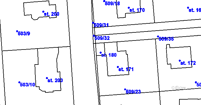Parcela st. 180 v KÚ Neuměřice, Katastrální mapa