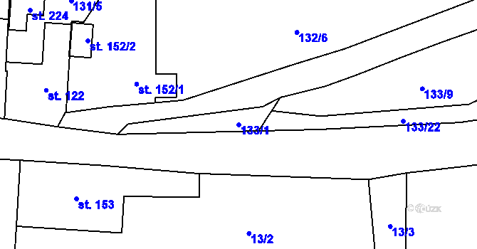 Parcela st. 133/1 v KÚ Neuměřice, Katastrální mapa