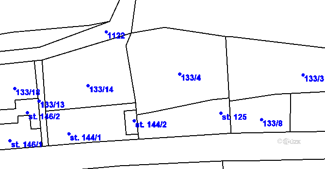 Parcela st. 133/4 v KÚ Neuměřice, Katastrální mapa