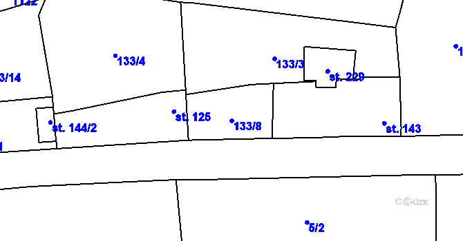 Parcela st. 133/8 v KÚ Neuměřice, Katastrální mapa