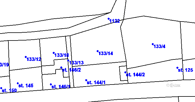 Parcela st. 133/14 v KÚ Neuměřice, Katastrální mapa