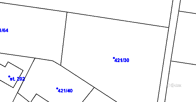 Parcela st. 421/30 v KÚ Neuměřice, Katastrální mapa