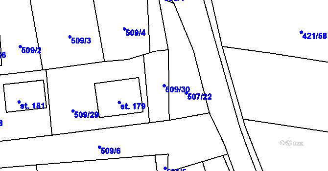 Parcela st. 509/30 v KÚ Neuměřice, Katastrální mapa