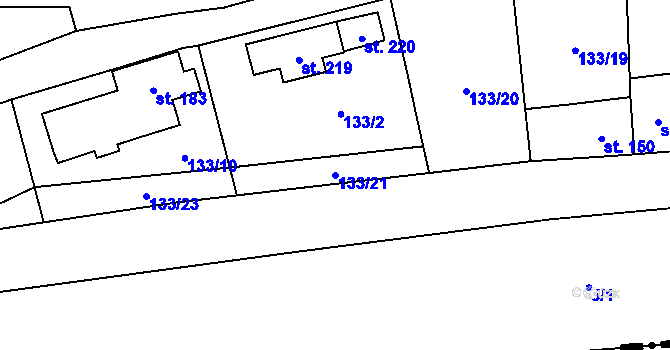 Parcela st. 133/21 v KÚ Neuměřice, Katastrální mapa