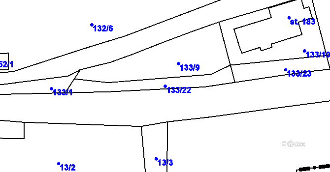 Parcela st. 133/22 v KÚ Neuměřice, Katastrální mapa