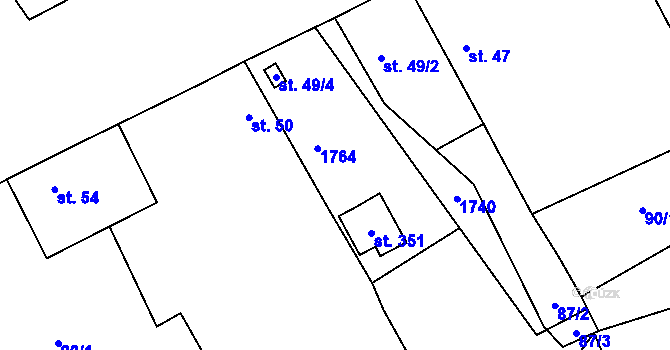 Parcela st. 49/1 v KÚ Neumětely, Katastrální mapa