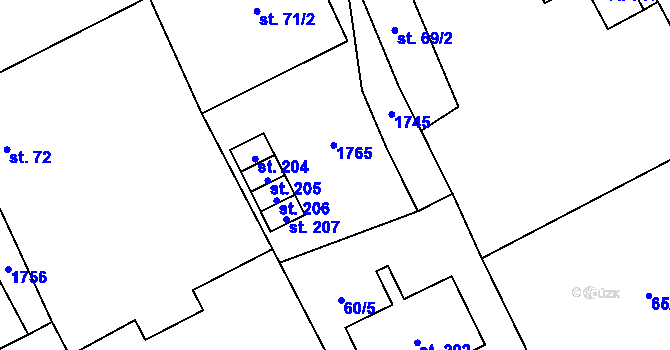 Parcela st. 71/1 v KÚ Neumětely, Katastrální mapa