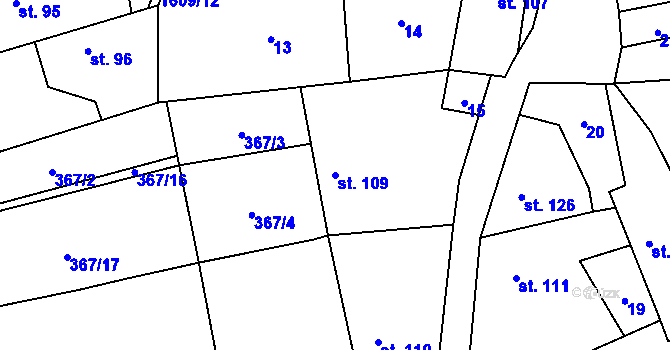 Parcela st. 109 v KÚ Neumětely, Katastrální mapa