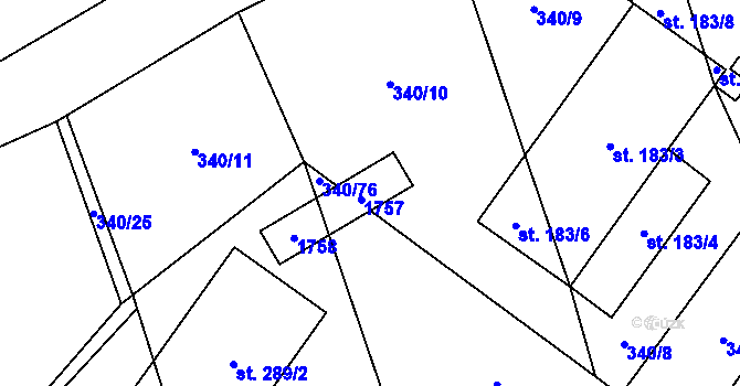 Parcela st. 166 v KÚ Neumětely, Katastrální mapa