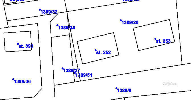 Parcela st. 252 v KÚ Neumětely, Katastrální mapa