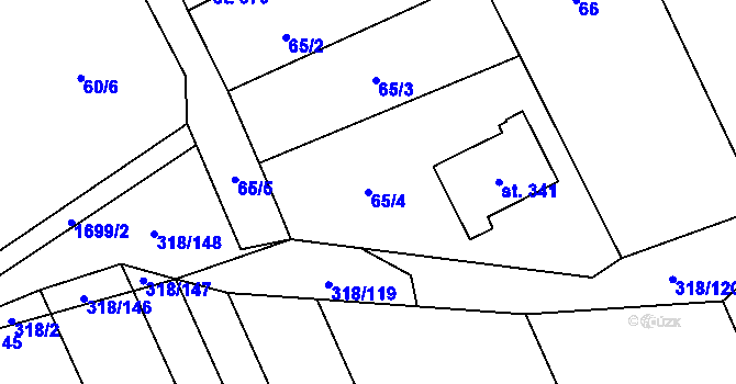 Parcela st. 65/4 v KÚ Neumětely, Katastrální mapa