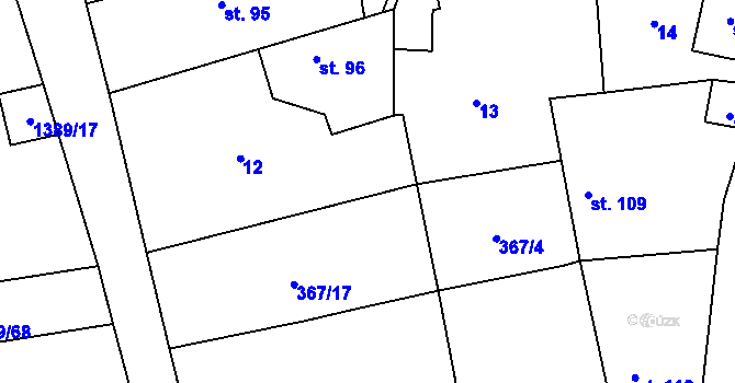 Parcela st. 367/16 v KÚ Neumětely, Katastrální mapa