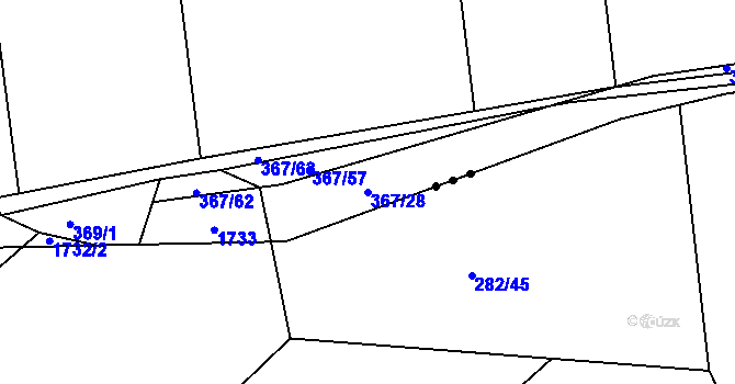 Parcela st. 367/28 v KÚ Neumětely, Katastrální mapa