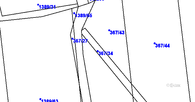 Parcela st. 367/34 v KÚ Neumětely, Katastrální mapa