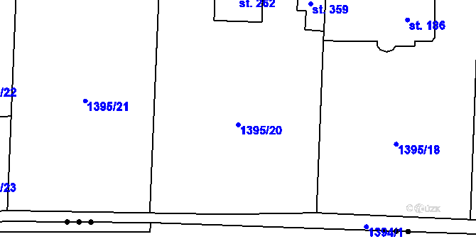 Parcela st. 1395/20 v KÚ Neumětely, Katastrální mapa