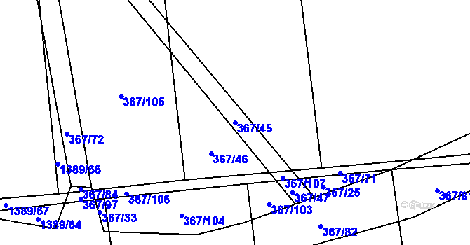 Parcela st. 367/45 v KÚ Neumětely, Katastrální mapa