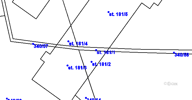 Parcela st. 181/1 v KÚ Neumětely, Katastrální mapa