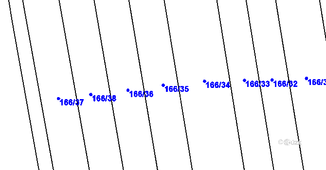 Parcela st. 166/35 v KÚ Neumětely, Katastrální mapa
