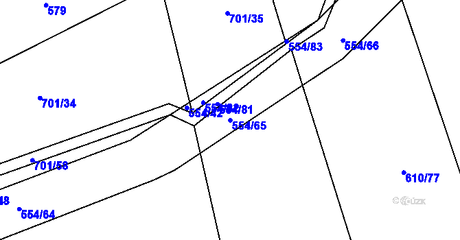 Parcela st. 554/65 v KÚ Neumětely, Katastrální mapa