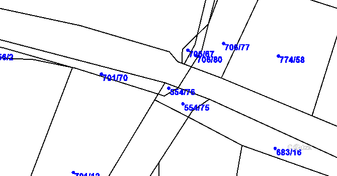 Parcela st. 554/76 v KÚ Neumětely, Katastrální mapa
