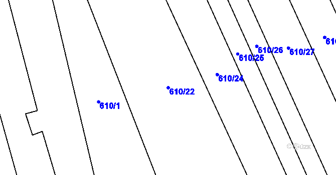 Parcela st. 610/22 v KÚ Neumětely, Katastrální mapa
