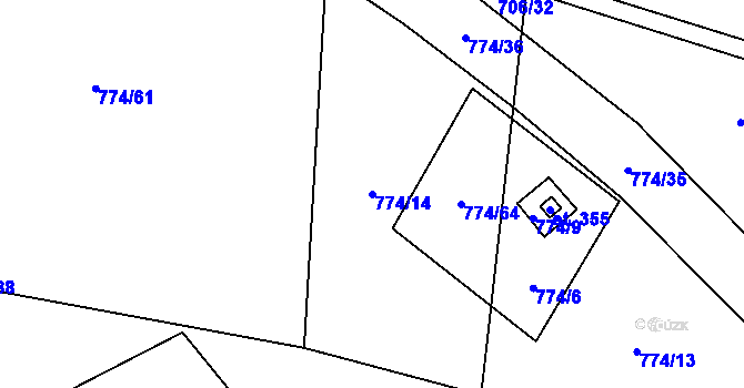 Parcela st. 774/14 v KÚ Neumětely, Katastrální mapa
